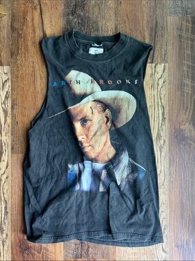 Furst of a Kind Black Vintage Graphic Muscle Tank with Garth Brooks